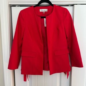 New Jones New york NY open blazer jacket red bow size XS/S cardigan holiday